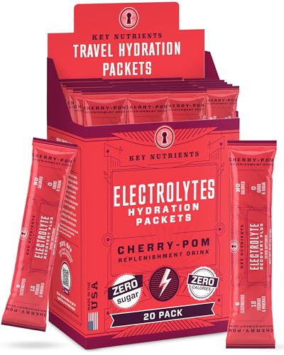 Key Nutrients Electrolytes Cherry Pom packets for on-the-go hydration