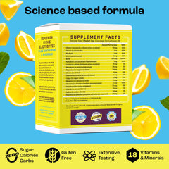 Key Nutrients electrolytes lemonade in a glass, refreshing after activity.