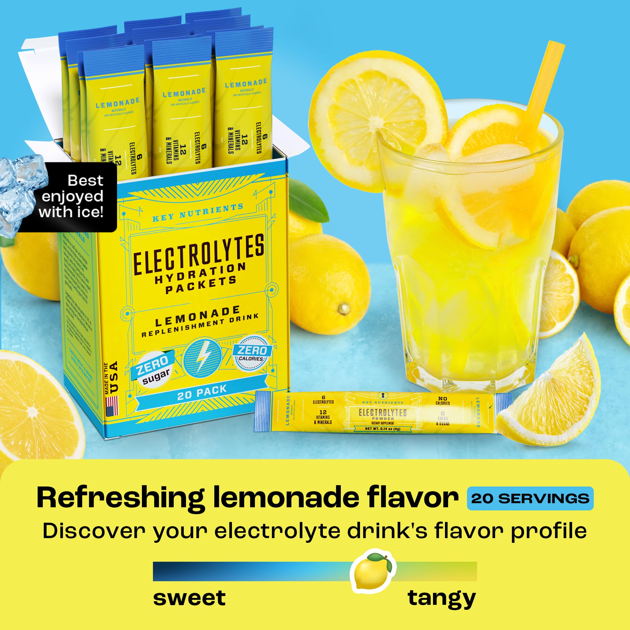 Key Nutrients electrolytes packets dispensing, highlighting convenient refill and mineral support.
