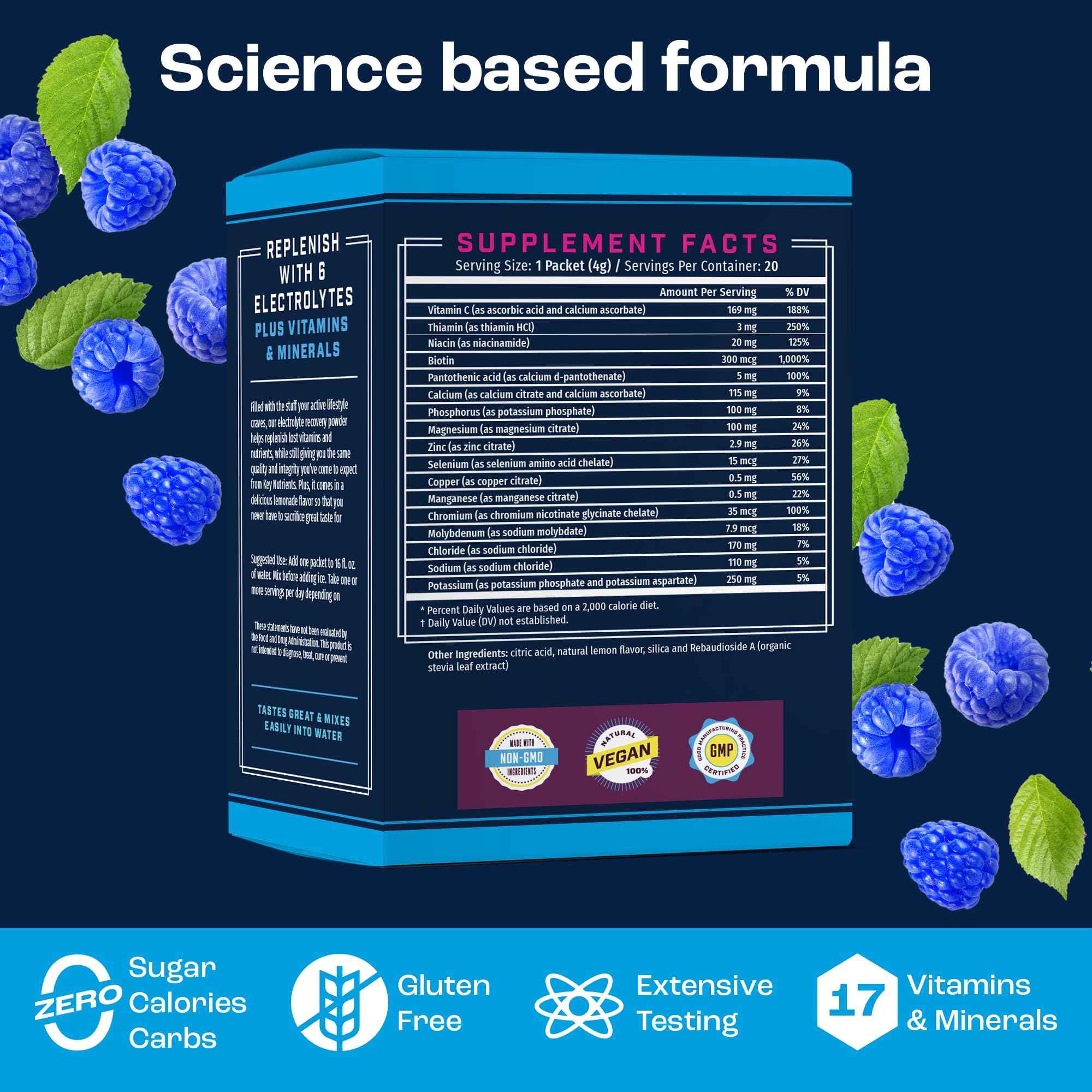 Key Nutrients USA-made electrolyte packet with reliable hydration