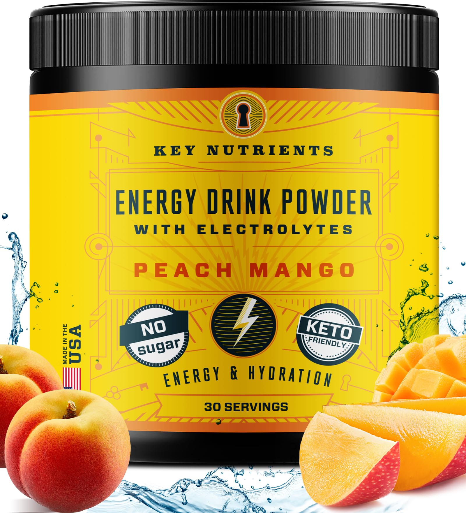 Key Powder KEY NUTRIENTS Energy Drink Powder with Electrolytes - No Sugar, 125mg ...