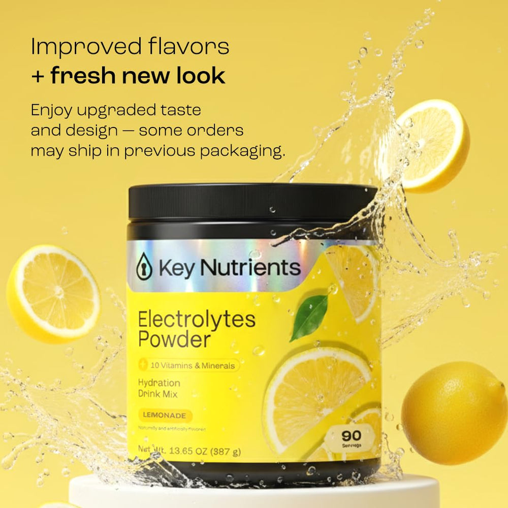 KEY NUTRIENTS lemonade hydration in glass shows refreshing, calorie-free energy support