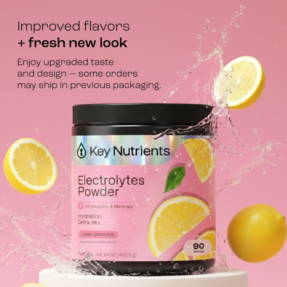 KEY NUTRIENTS pink lemonade hydration packets for on-the-go refreshment.