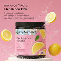 KEY NUTRIENTS pink lemonade hydration packets for on-the-go refreshment.