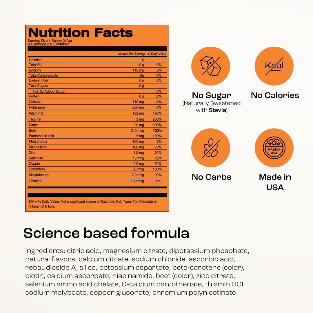 KEY NUTRIENTS powder pouring into a glass for a refreshing drink.