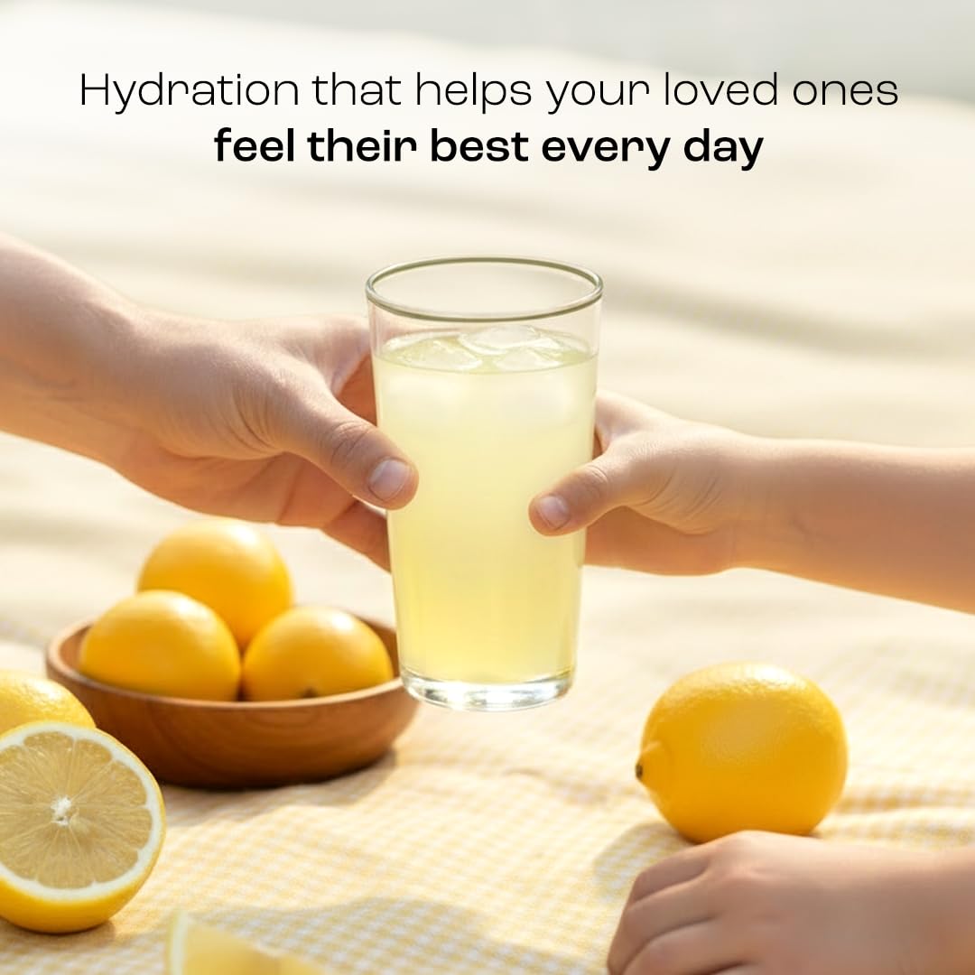 KEY NUTRIENTS scoop beside tub illustrates convenient serving size for hydration