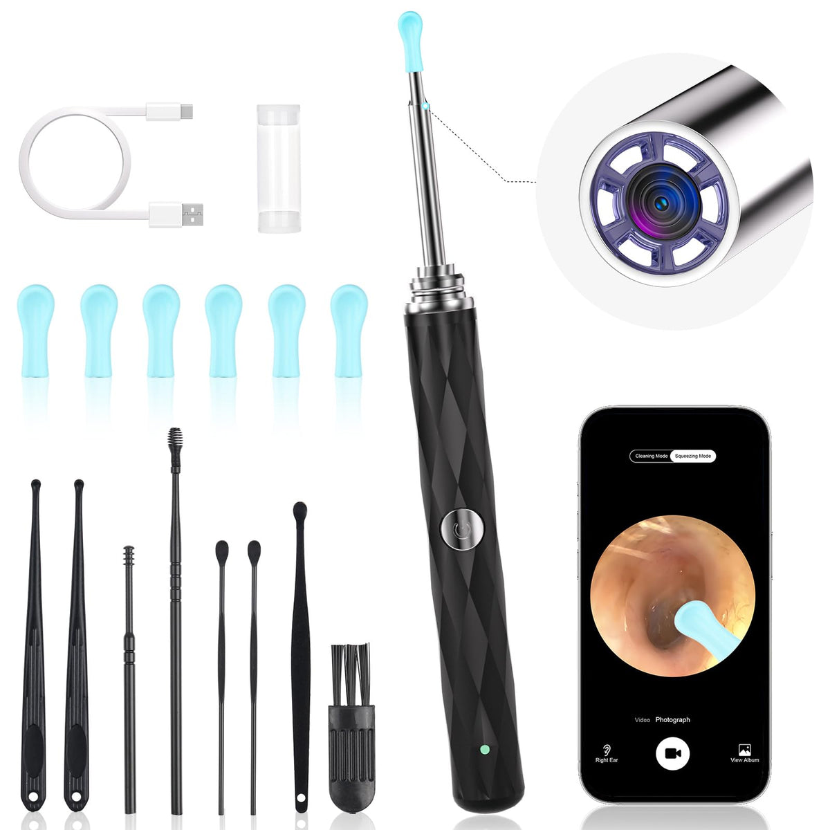 Keyloland high-definition ear wax removal front view shows compact, user-friendly design.