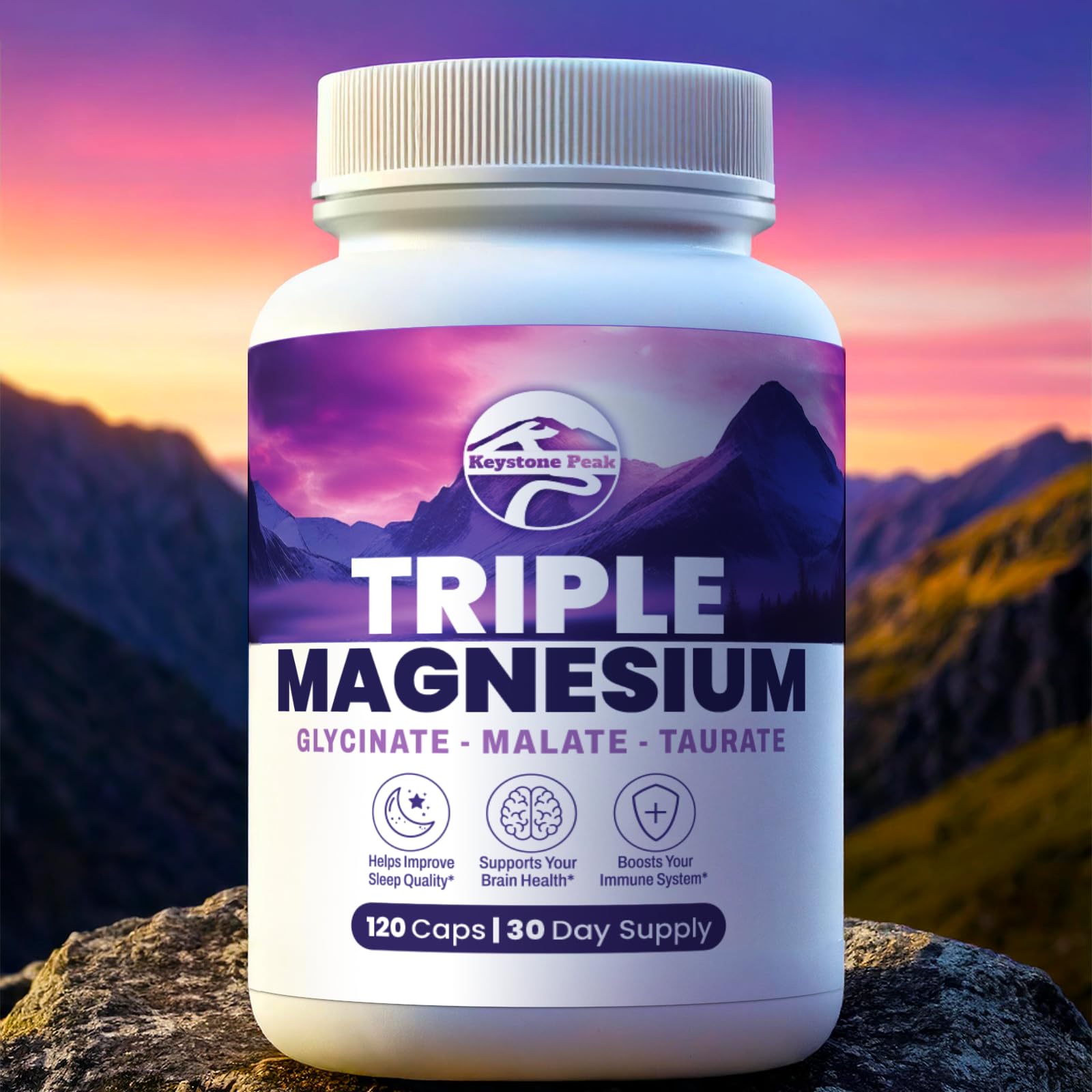 Keystone Peak Triple Magnesium shelf life indicator on packaging.