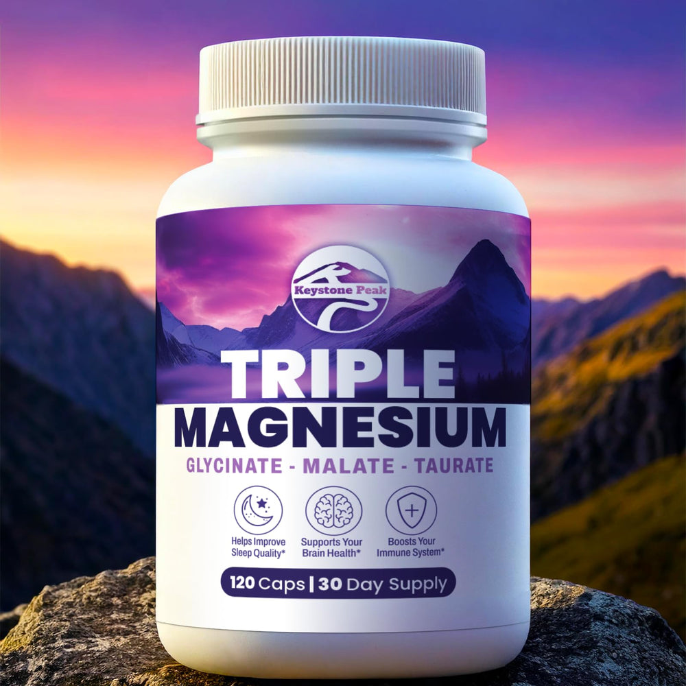 Keystone Peak Triple Magnesium shelf life indicator on packaging.
