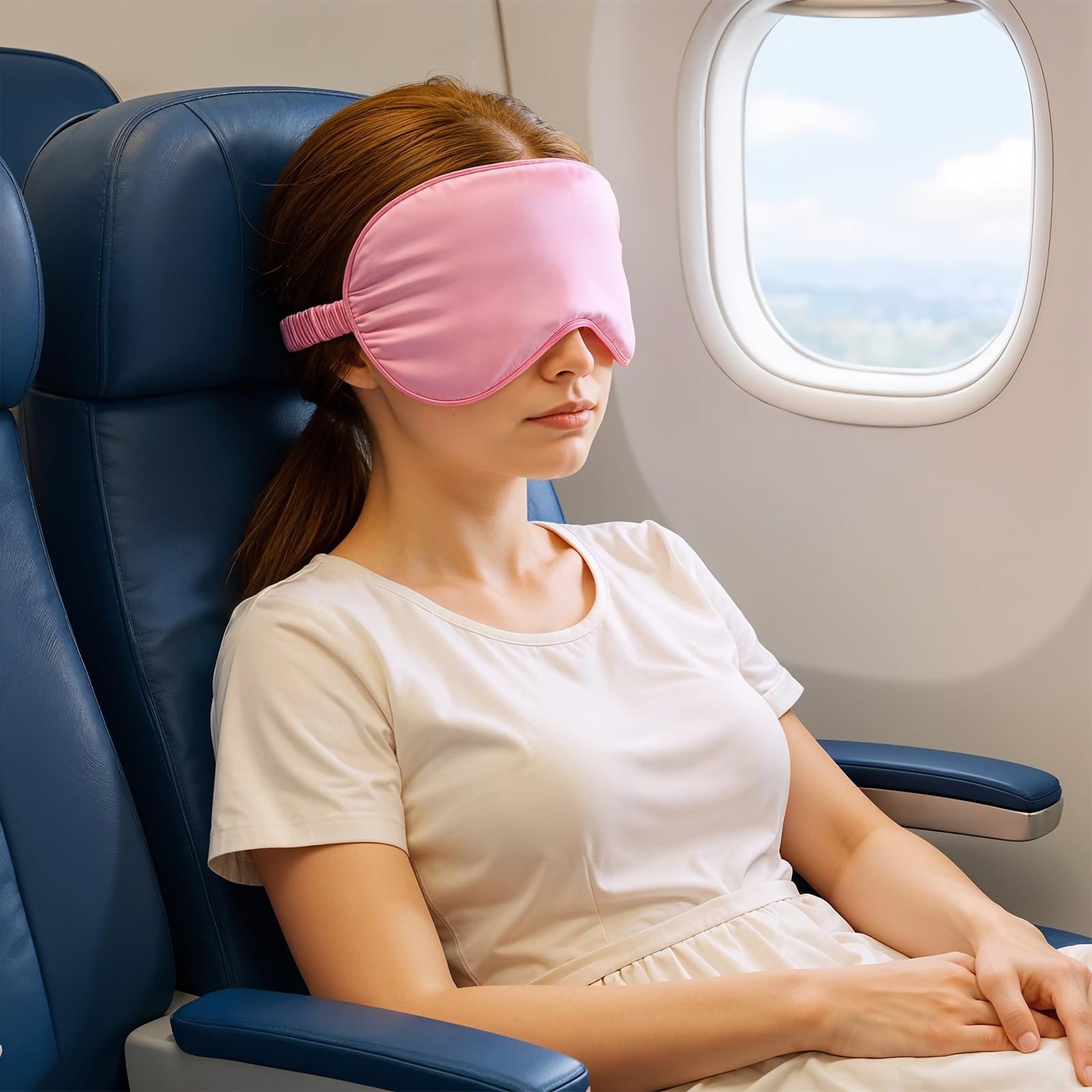 Soft satin-like pink mask from KFHENSOMR for comfortable wear.