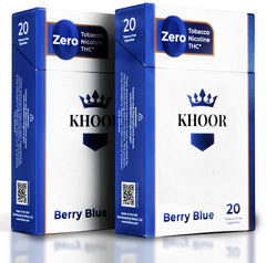 KHOOR Berry Blue herbal cigarettes pack front view, portable and non-addictive alternative to traditional cigarettes.