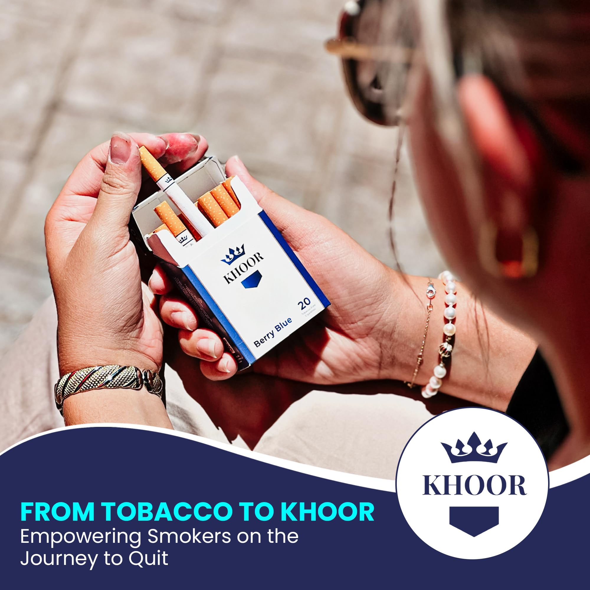 KHOOR Berry Blue pack in pocket for on-the-go use.