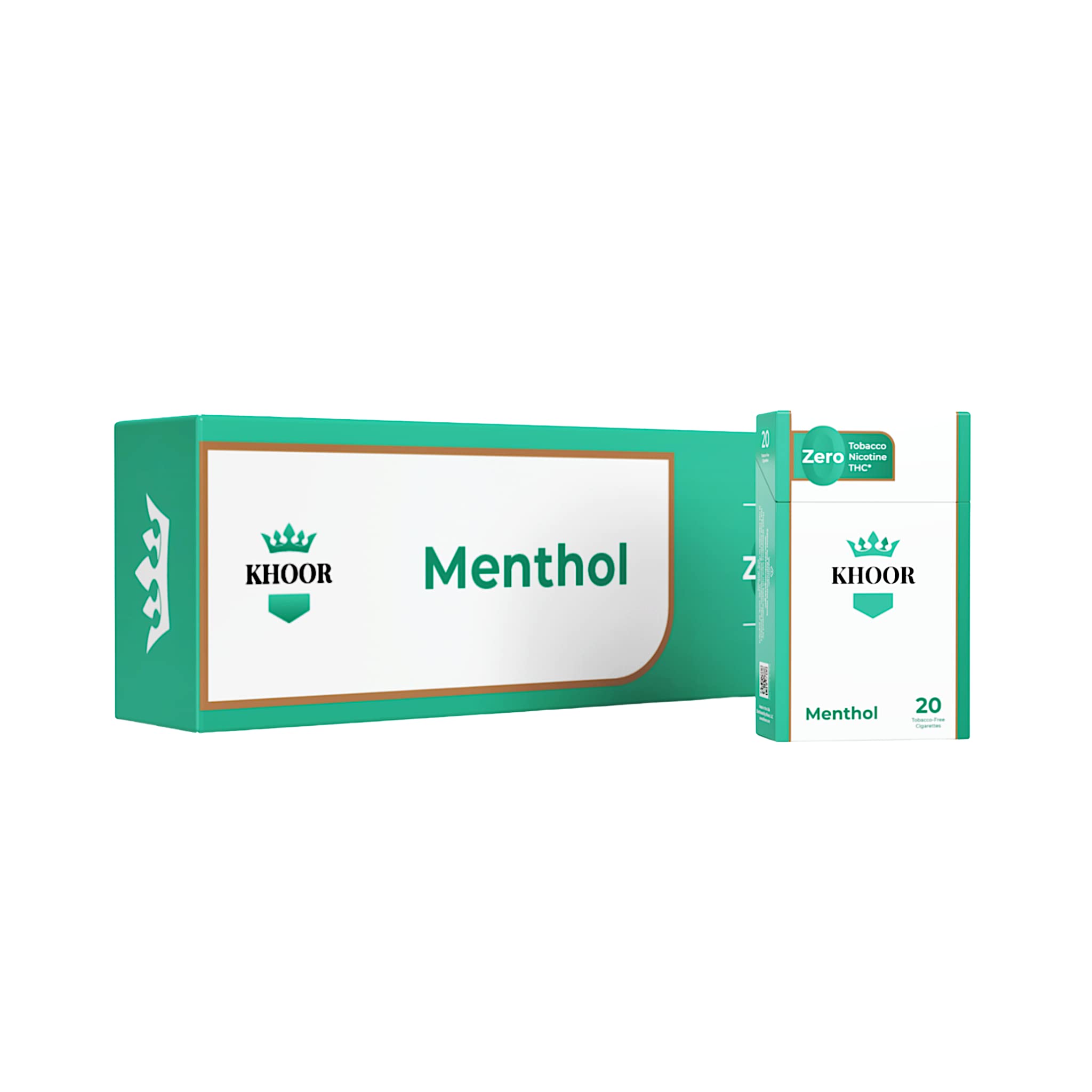 KHOOR Menthol Carton front view shows a tobacco-free, nicotine-free option for a refreshing smoking ritual.