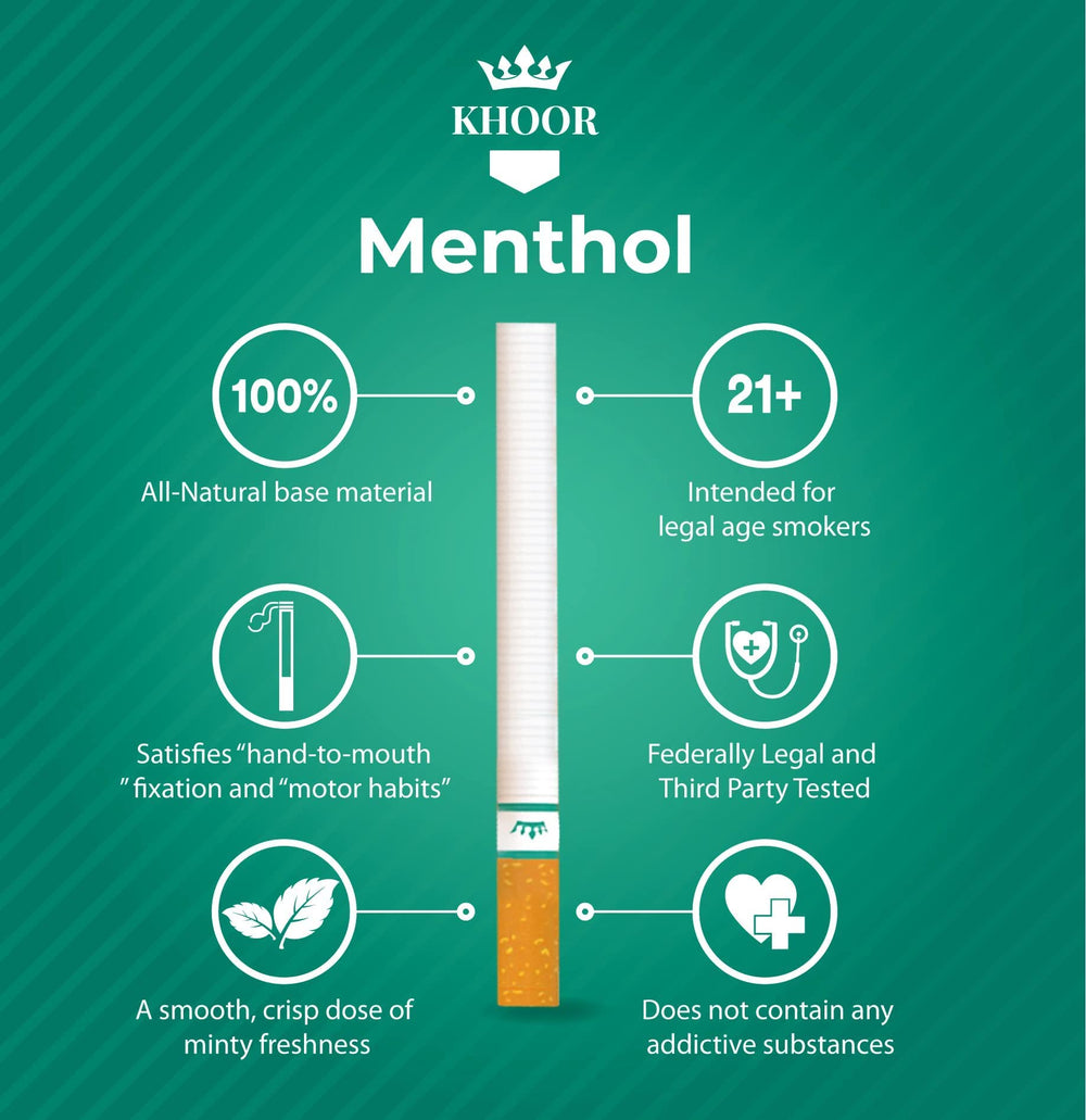 Khoor Menthol Cigarettes two-pack box shows count and portability for on-the-go use.