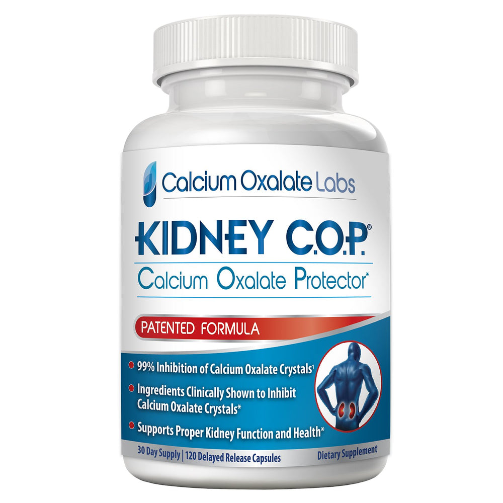 KIDNEY C.O.P. Calcium Oxalate Protector bottle labeled for kidney support.