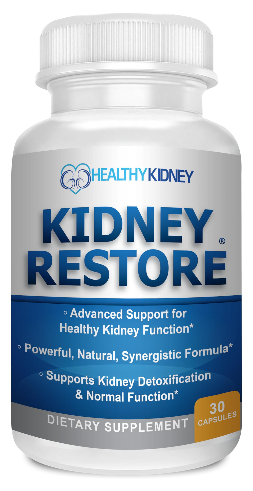 Kidney Restore bottle front showing packaging for daily kidney support