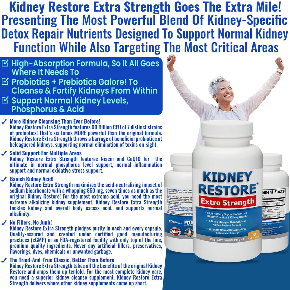 Kidney Restore bottle on counter illustrating convenient daily use.