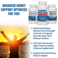 Kidney Restore bottle beside a glass of water for daily routine.
