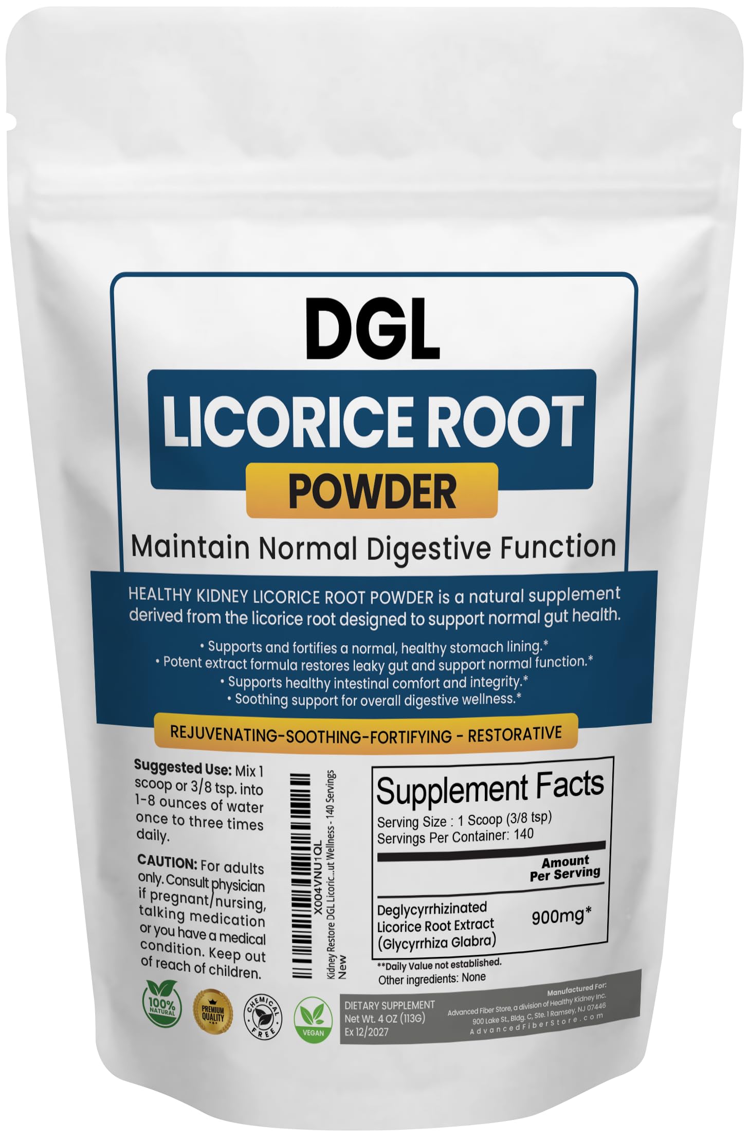 Kidney Restore DGL licorice powder for digestive support after meals.