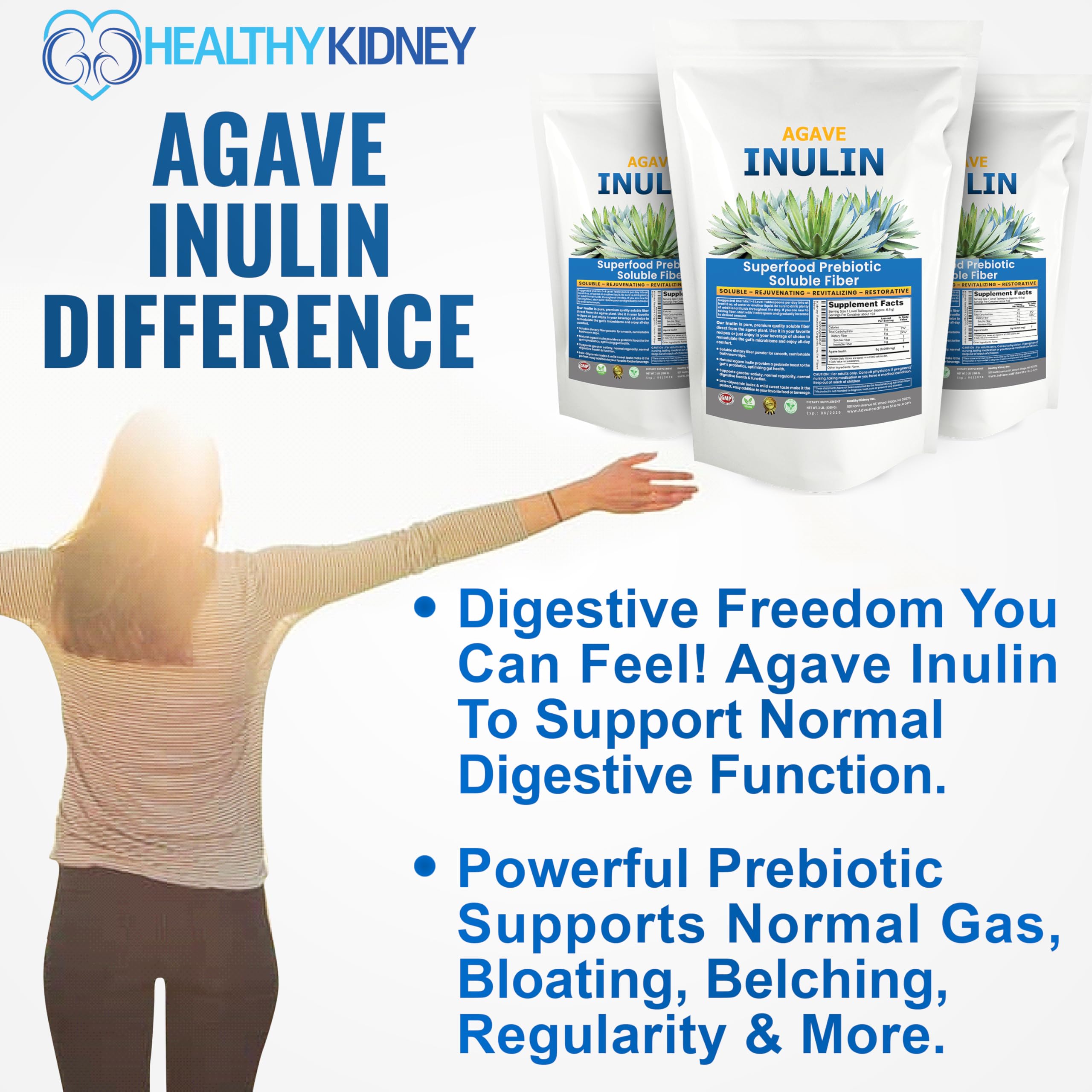 Kidney Restore Inulin Powder scoop demonstrates easy measuring for smoothies and coffee.