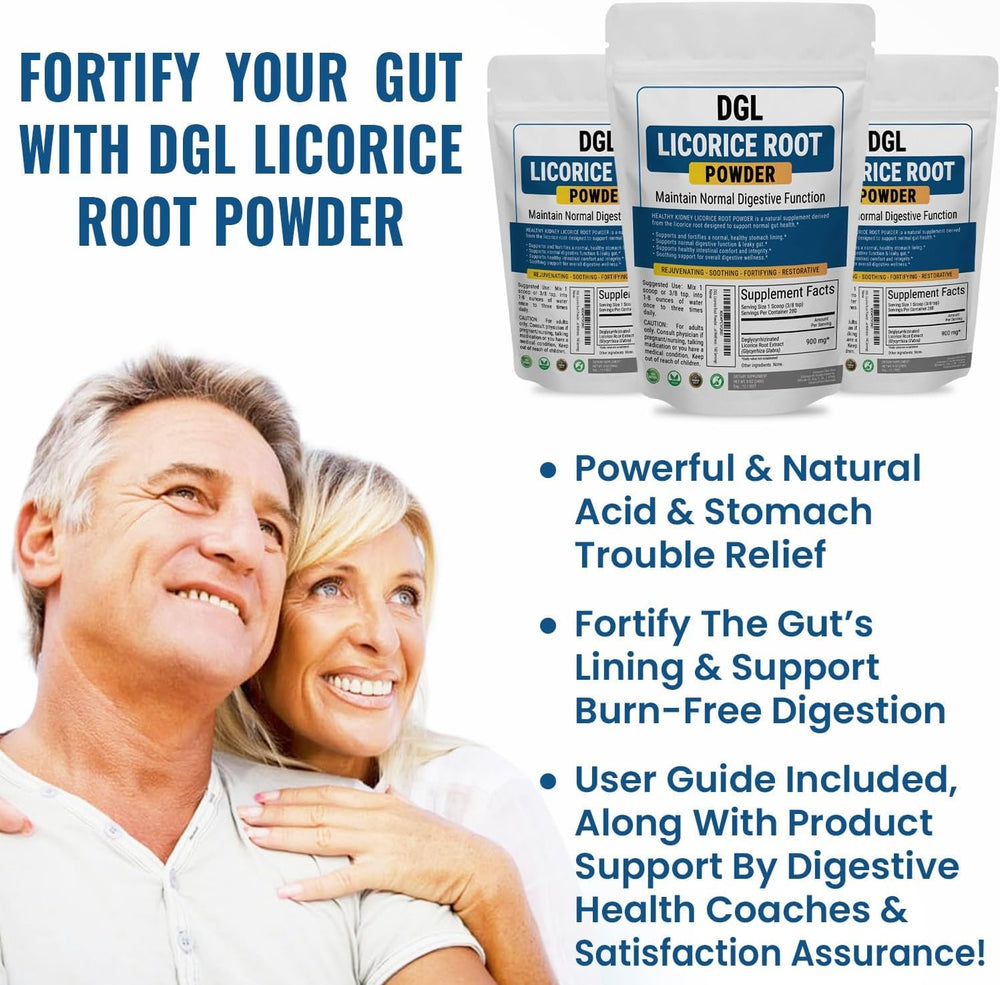 Kidney Restore licorice root extract powder highlights natural ingredients for gut wellness.