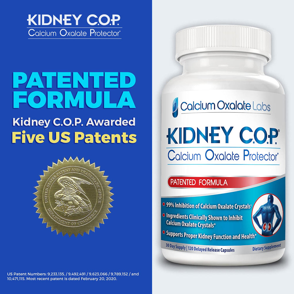 Use-case scene shows Kidney C.O.P. capsules integrated into daily routine.