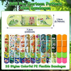 360 Pcs Kids Cartoon Bandages with colorful cartoon animals for safe dressing