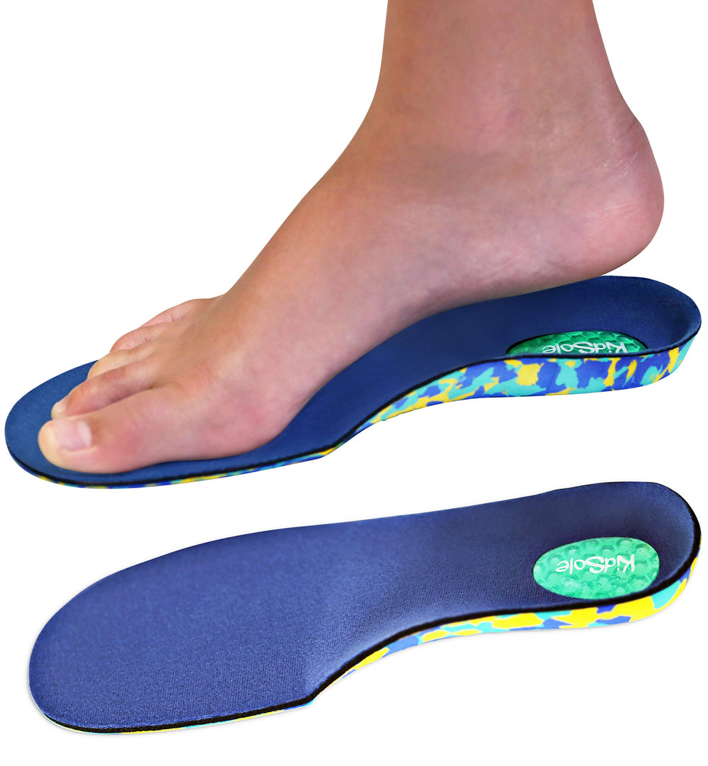 KidSole Camo Comfort close-up heel cushion demonstrates gel support