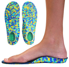 KidSole Camo Comfort insoles side view for kids' footwear with enhanced arch support
