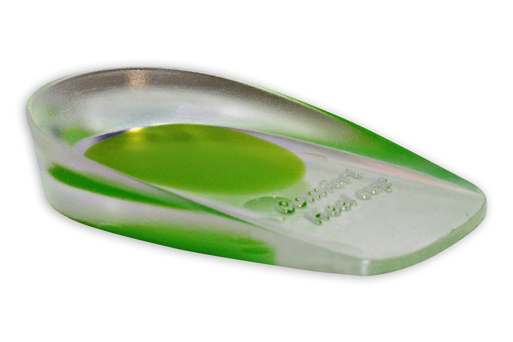 Close-up of KidSole gel heel cups showing slip-resistant surface.