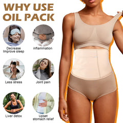 Kifmurase Castor Oil Pack Wrap worn at the waist for overnight use.