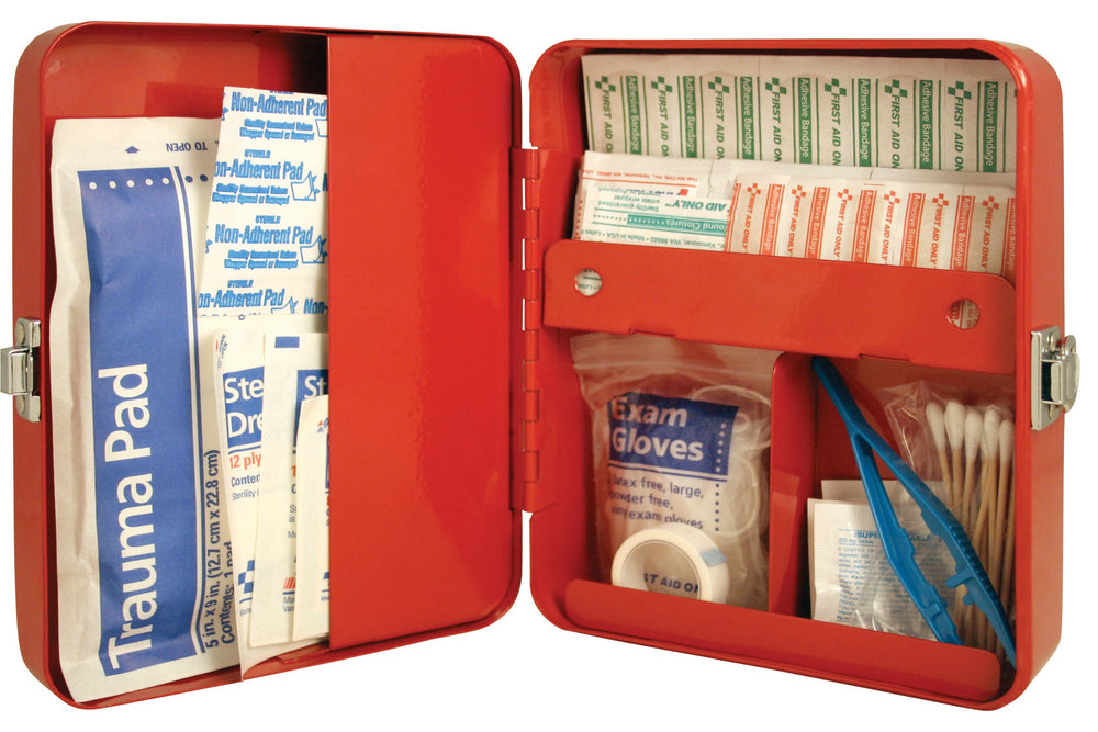Kikkerland red case interior with metal dividers to keep items neatly separated.
