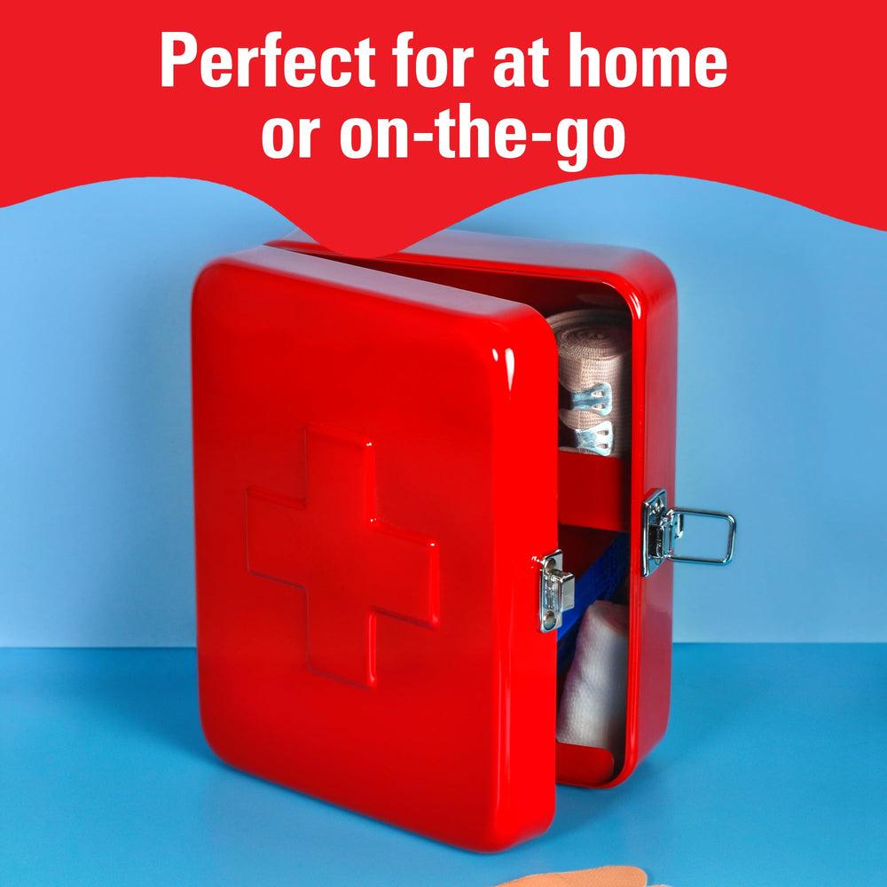 Kikkerland first aid case includes mounting hardware for quick access.