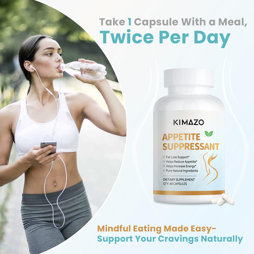 KIMAZO bottle packaging display featuring 60 capsules for ongoing weight management.
