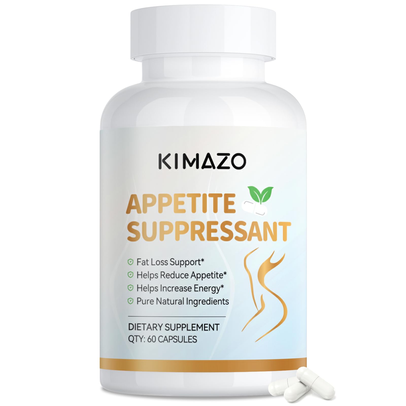 KIMAZO New-Appetite Pills bottle front, highlighting appetite control and daily energy support.