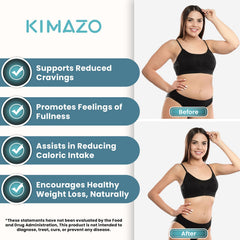KIMAZO weight-loss capsules closeup showing compact daily-dose capsules for metabolism support.
