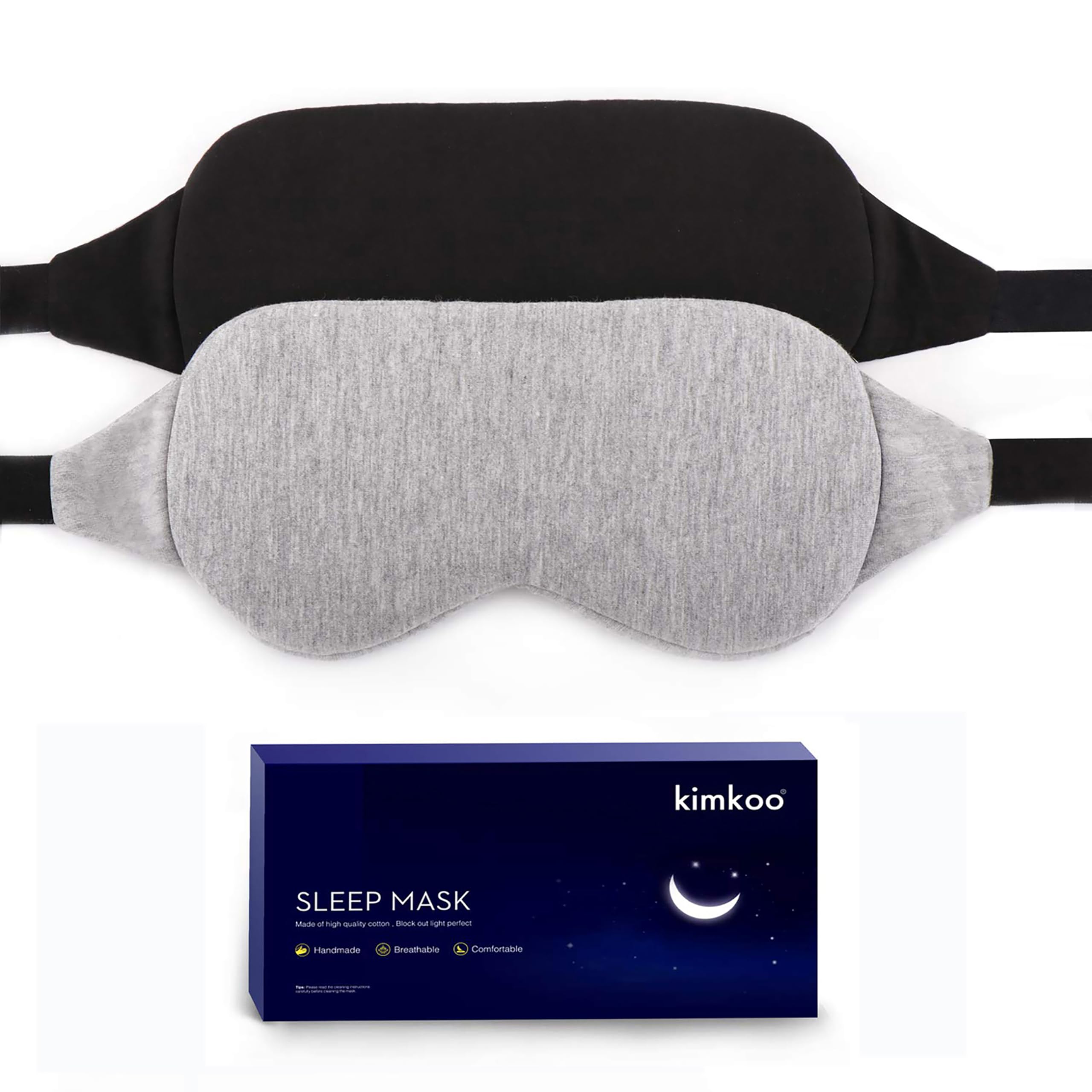 Kimkoo sleep mask with soft strap blocks light for comfortable sleeping.