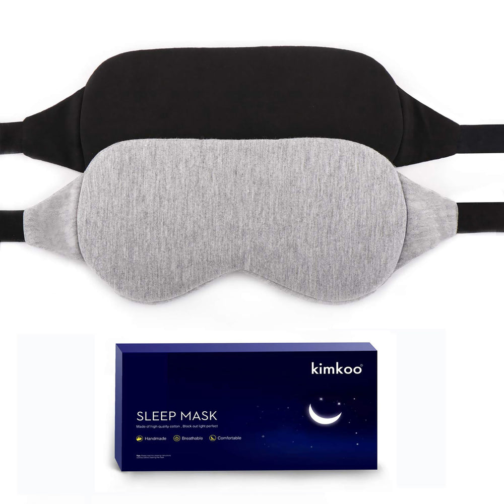 Kimkoo sleep mask with soft strap blocks light for comfortable sleeping.