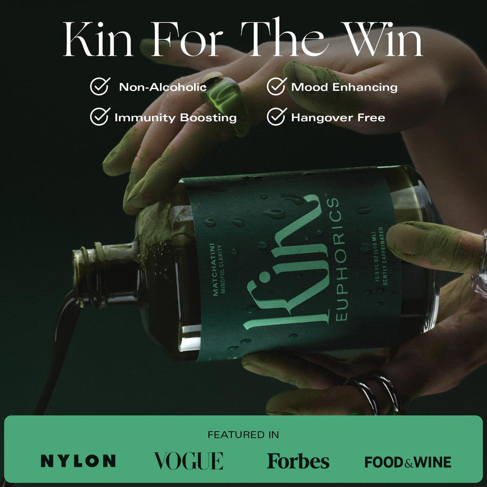 Kin Euphorics Matchatini herb-ingredient scene hints calm notes from ashwagandha and maca