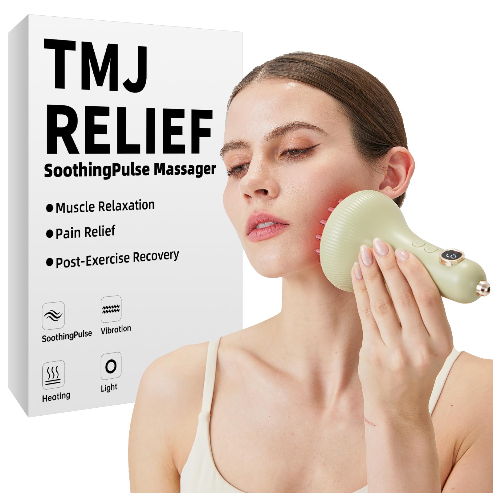 Kinbana Jaw and Neck Massager front view showing compact design for TMJ relief and comfort