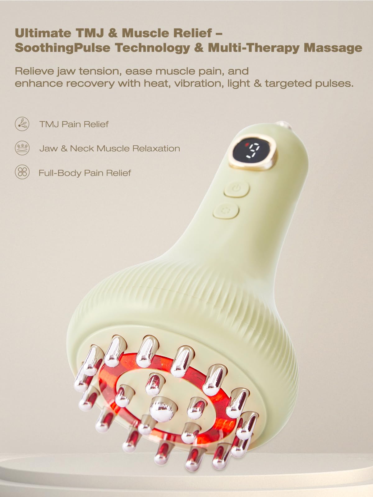 Kinbana massager with multi-needle head for deeper jaw and neck relief