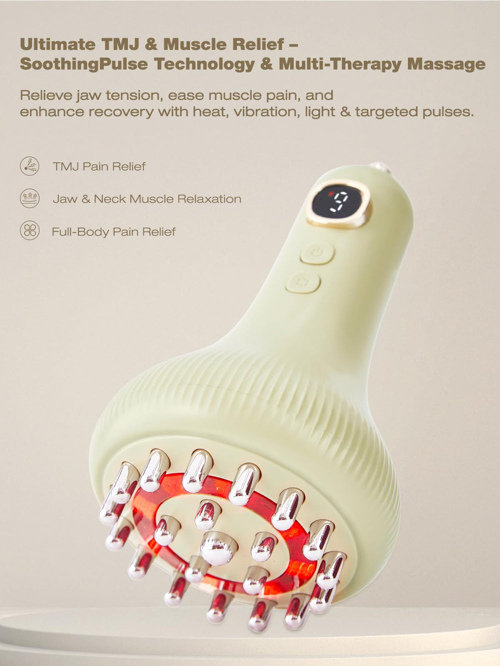 Kinbana massager with multi-needle head for deeper jaw and neck relief
