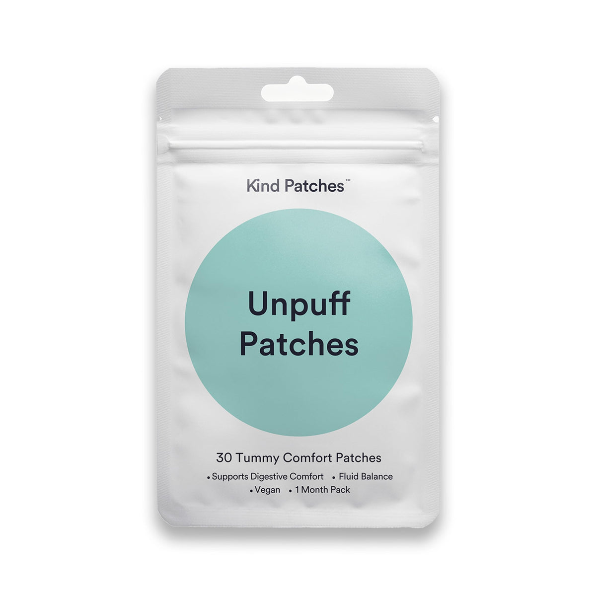 Kind Patches Unpuff pack displayed, suggesting a simple daily routine