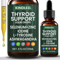 Kindled Thyroid Support Drops | Selenium, Zinc, Iodine + L-Tyrosine & Ashwagandha | Thyroid Bloom Support - 4 fl oz