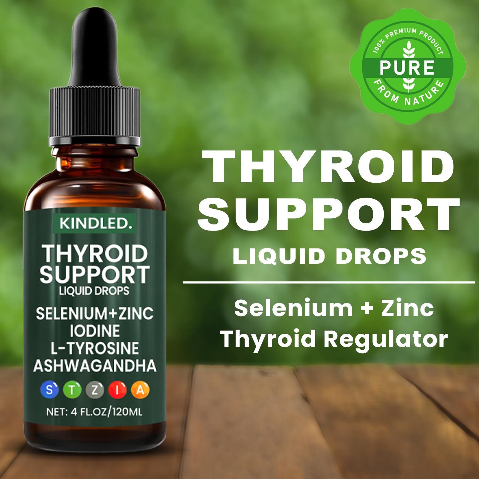 Kindled Thyroid Support Drops dropper showing precise 4 ml daily dose.