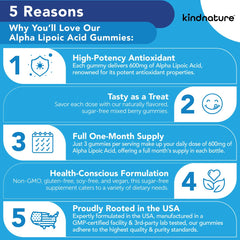 Close-up of KindNature Alpha Lipoic Acid Gummy highlighting chewy texture for daily use.