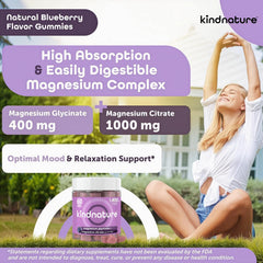 KINDNATURE Magnesium Gummies label ingredients emphasize vegan, non-GMO purity.