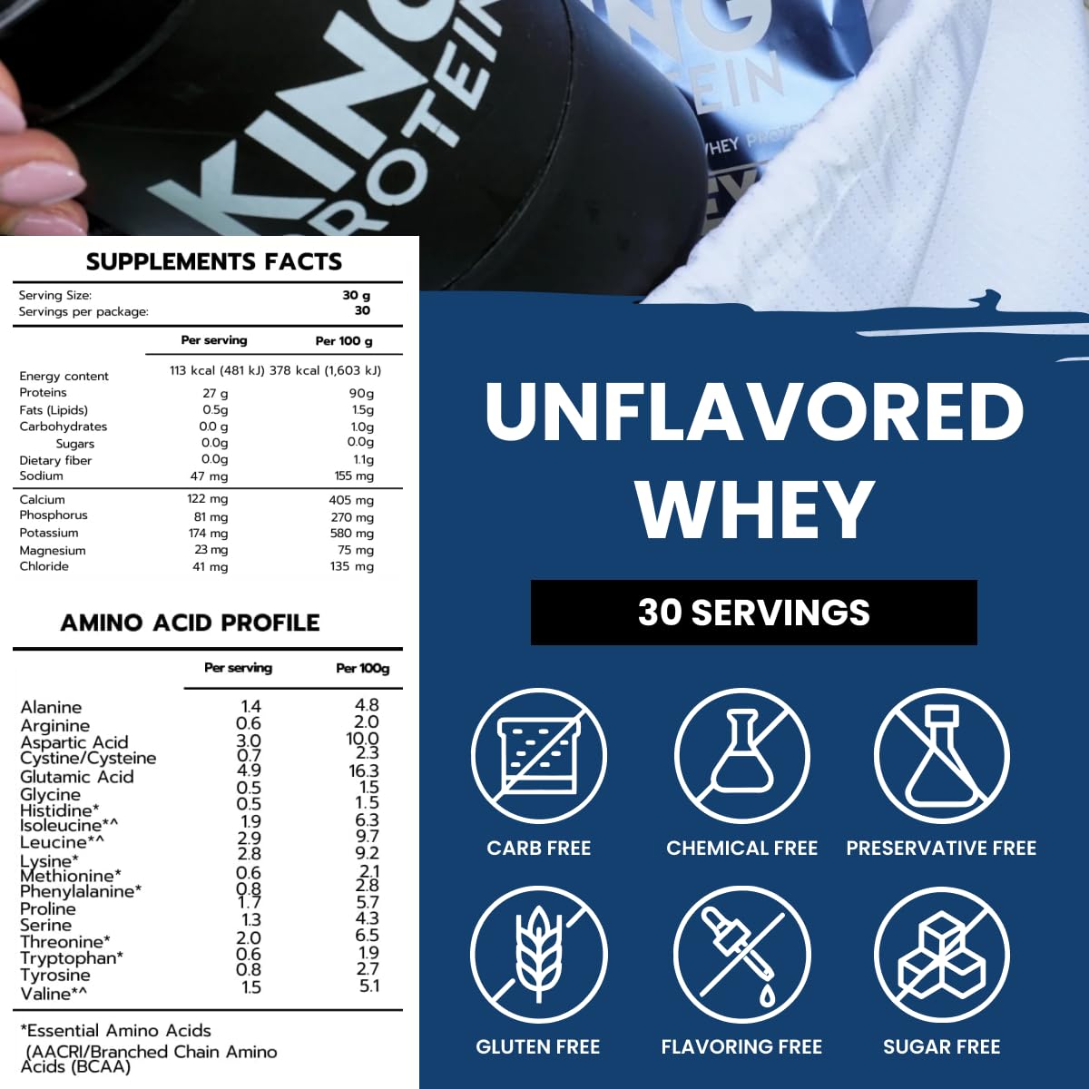 KING Protein Clean Whey Isolate keto-friendly label signals low-carb performance support