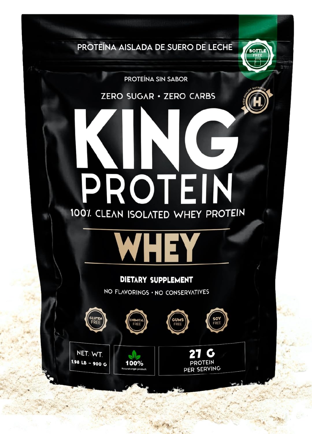 KING Protein Clean Whey Isolate unflavored bottle demonstrates versatile powder for smoothies