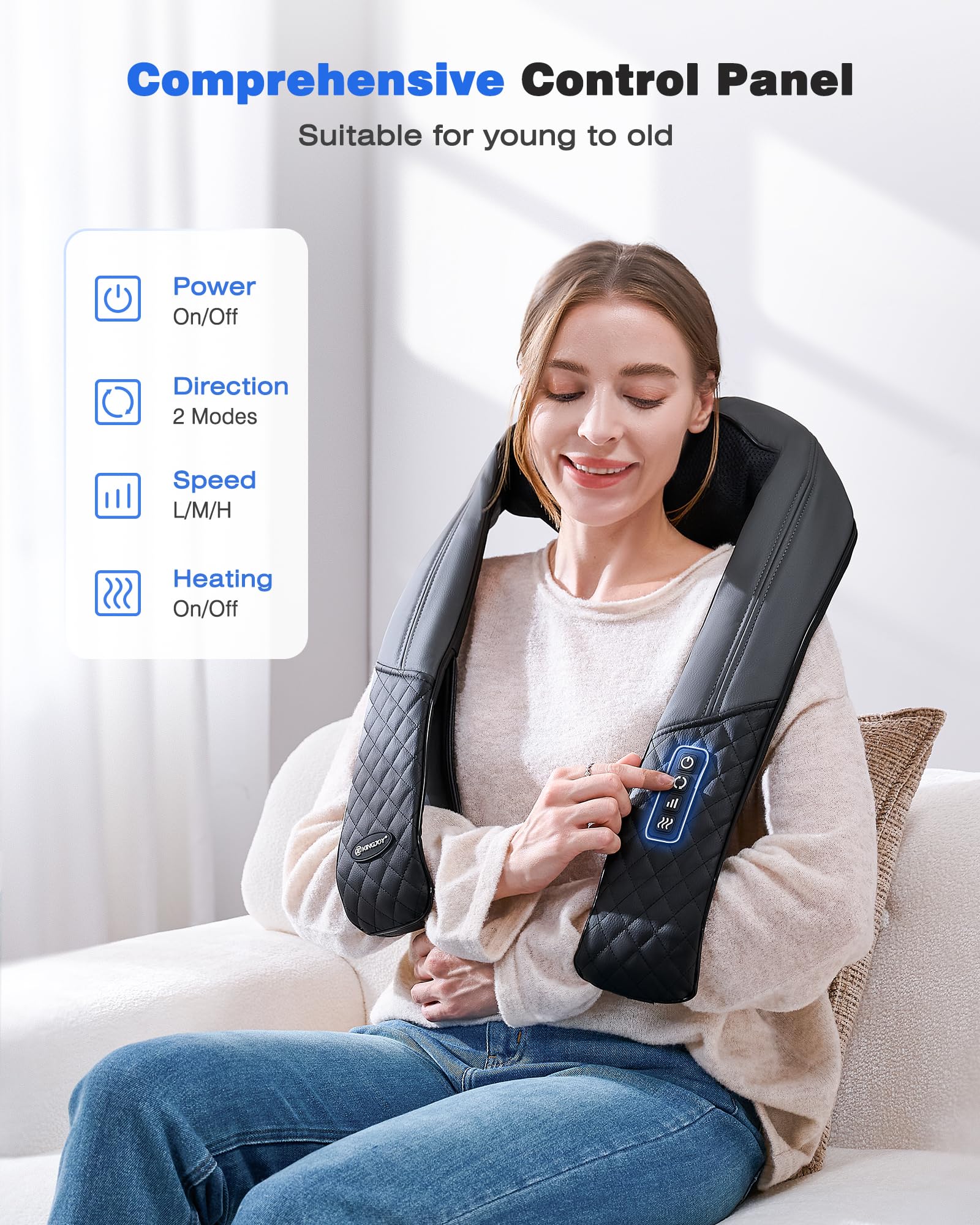 KINGJOY 4D kneading with 16 nodes delivers deep tissue relaxation.
